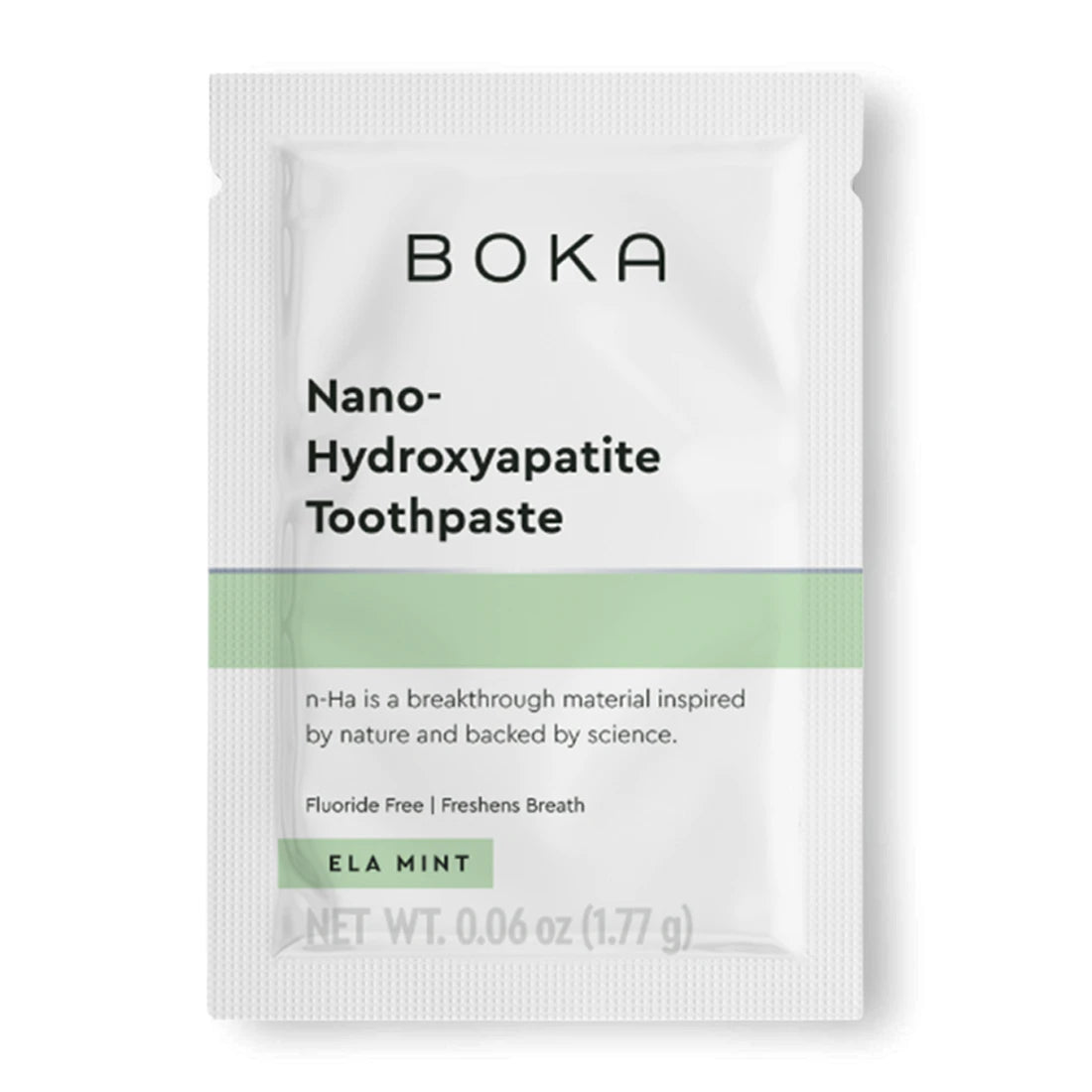 Boka Nano-Hydroxyapatite Toothpaste sample pack on a white background
