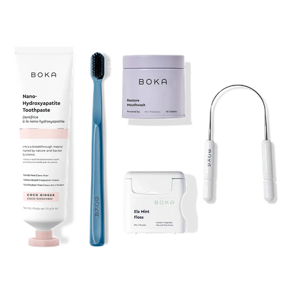 Complete Kit: Includes nano-hydroxyapatite toothpaste, toothbrush, probiotic mouthwash, floss & scraper.
