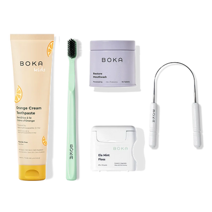 Complete Kit: Includes nano-hydroxyapatite toothpaste, toothbrush, probiotic mouthwash, floss & scraper.