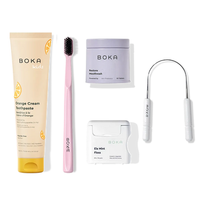 Complete Kit: Includes nano-hydroxyapatite toothpaste, toothbrush, probiotic mouthwash, floss & scraper.