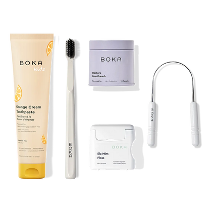 Complete Kit: Includes nano-hydroxyapatite toothpaste, toothbrush, probiotic mouthwash, floss & scraper.