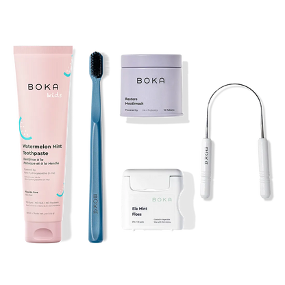 Complete Kit: Includes nano-hydroxyapatite toothpaste, toothbrush, probiotic mouthwash, floss & scraper.