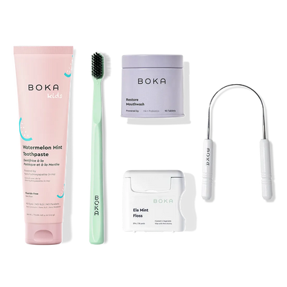 Complete Kit: Includes nano-hydroxyapatite toothpaste, toothbrush, probiotic mouthwash, floss & scraper.