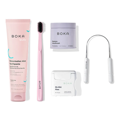 Complete Kit: Includes nano-hydroxyapatite toothpaste, toothbrush, probiotic mouthwash, floss & scraper.