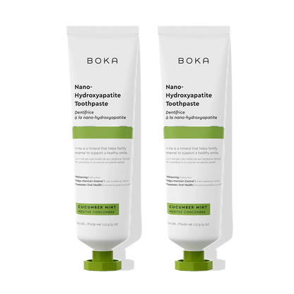 Two tubes of n-Ha Toothpaste 2-Pack in Cucumber Mint flavor to help remineralize your teeth.
