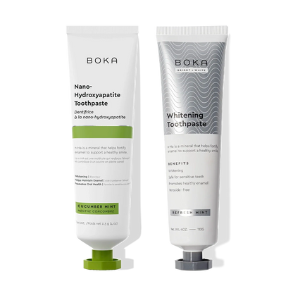 N-Ha Toothpaste 2-Pack whitens and remineralizes teeth with fresh mint nano-hydroxyapatite formula.