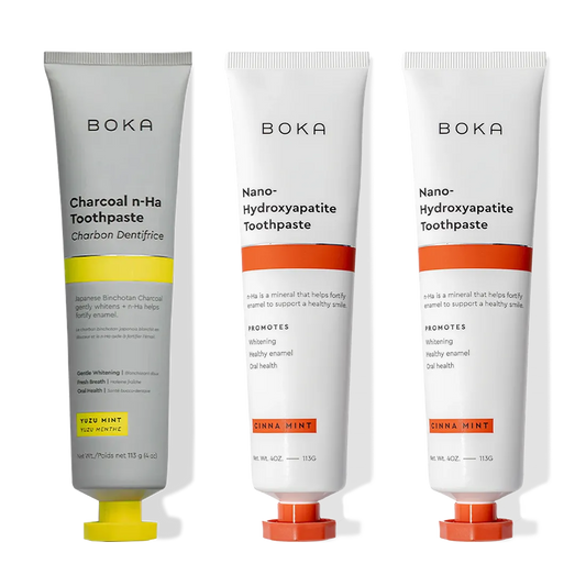 Three tubes of Charcoal Yuzu Mint Whitening n-Ha Toothpaste 3-pack.