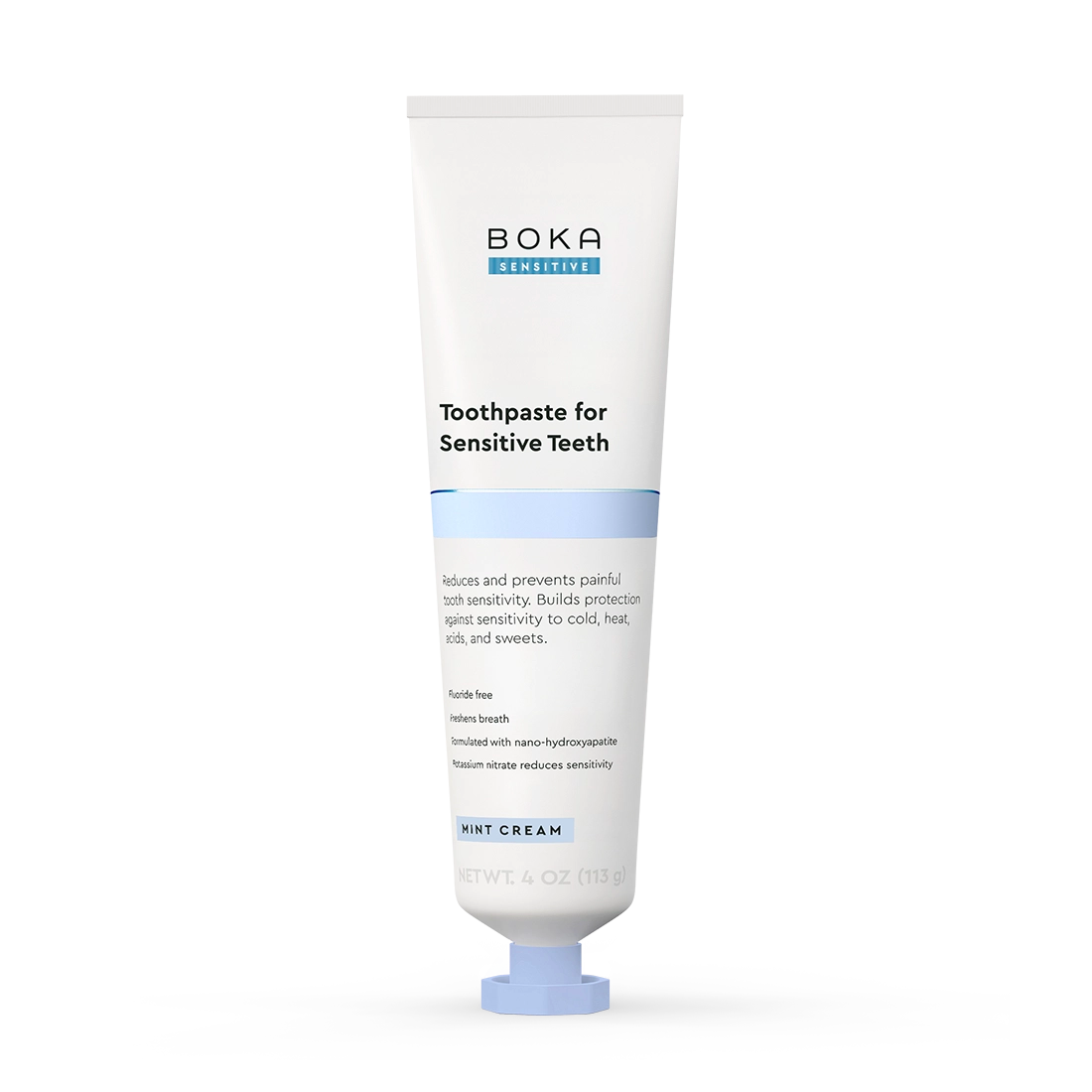 Boka toothpaste for sensitive teeth on a white background
