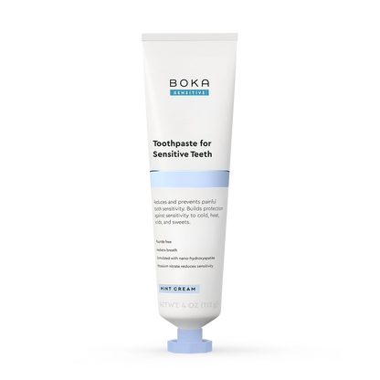 Boka toothpaste for sensitive teeth on a white background