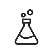 Black icon of a beaker with bubbles on a white background