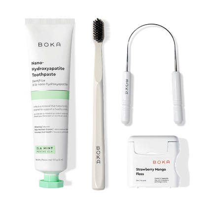 Starter Kit: includes nano-hydroxyapatite toothpaste, toothbrush, tongue scraper, and floss.