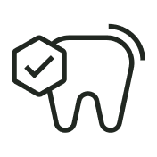 Figure of a tooth with an icon with a check mark