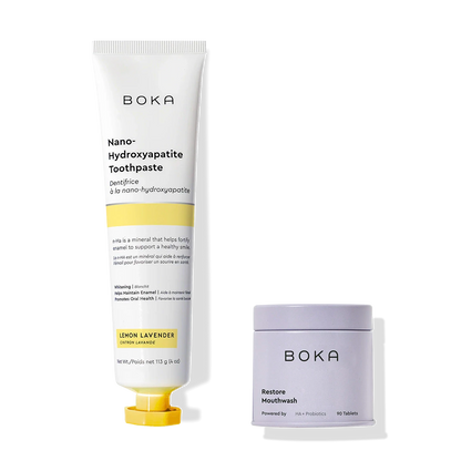Mighty Duo: toothpaste tube and mouthwash tablets to support your oral microbiome.