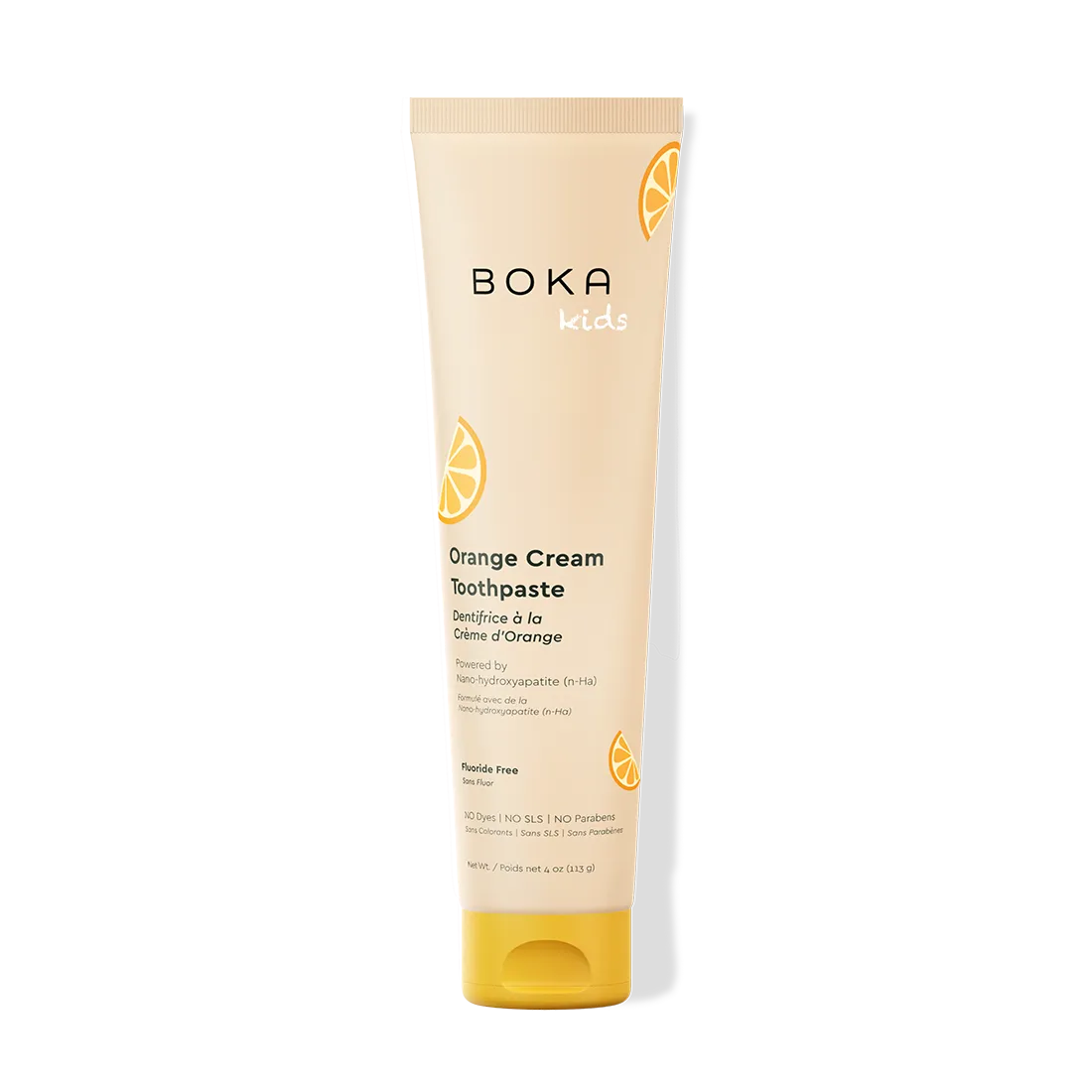 Boka Kids Orange Cream Toothpaste tube on a white background