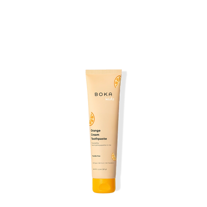 Boka Orange Cream toothpaste tube on a white background