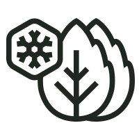 Icon of a snowflake and leaves on a white background