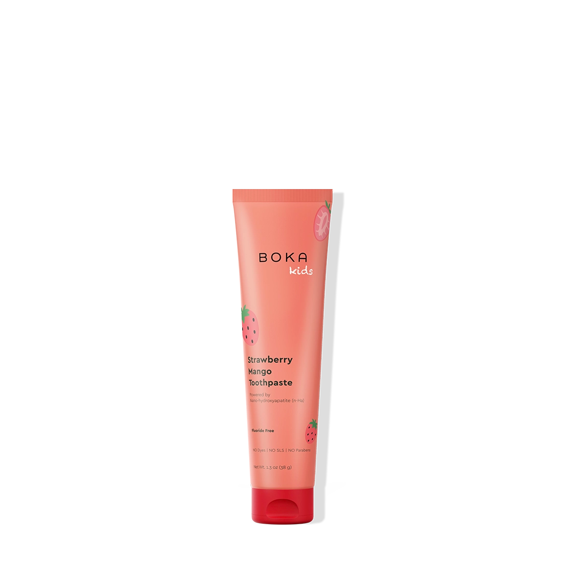 Boka Kids Strawberry Mango toothpaste tube on a white background