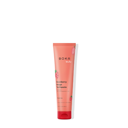 Boka Kids Strawberry Mango toothpaste tube on a white background