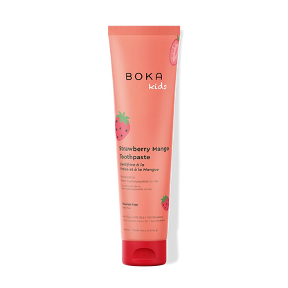 Boka Kids Strawberry Mango Toothpaste tube on a white background